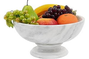 Radicaln Decorative White Scalloped Marble Bowl: 10" Inch Fruit Dish