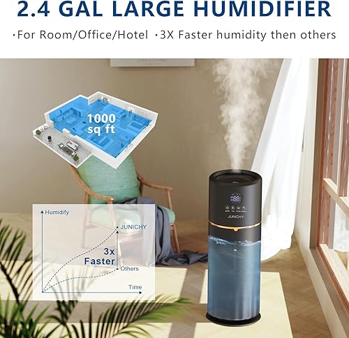 Miniatura 8 de Humidificadores de 2.4 galones9 litros, humidificadores grandes de 1000 pies cuadrados, humidificadores grandes para el hogar, humidificador de