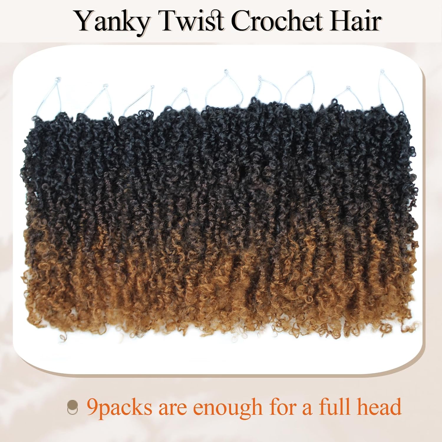 Yanky Crochet Hair - 12 Inch 9 Packs Pre Looped Mini Twist Curly Synthetic Crochet Hair Extensions For Black Women (12inch, 1B/4/30)