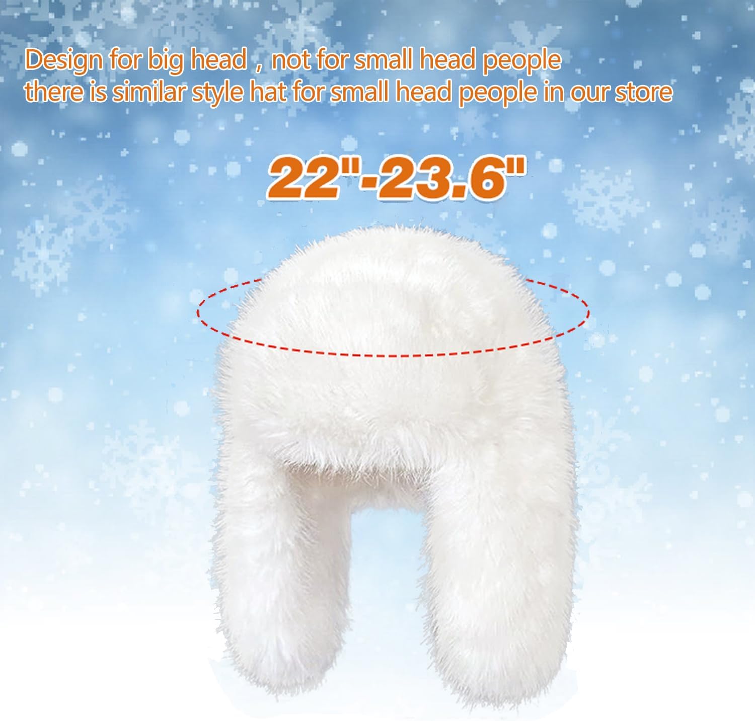 Peicees Oversized Fur Trapper Hat for Women Ladies Russian Ushanka Furry Winter Hat with Ear Flaps Fuzzy Warm Black White XL - Image 3