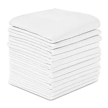 Merrysquare - Fazzoletti Bianchi - 12 Pezzi - Grandi Dimensioni - Foto 4