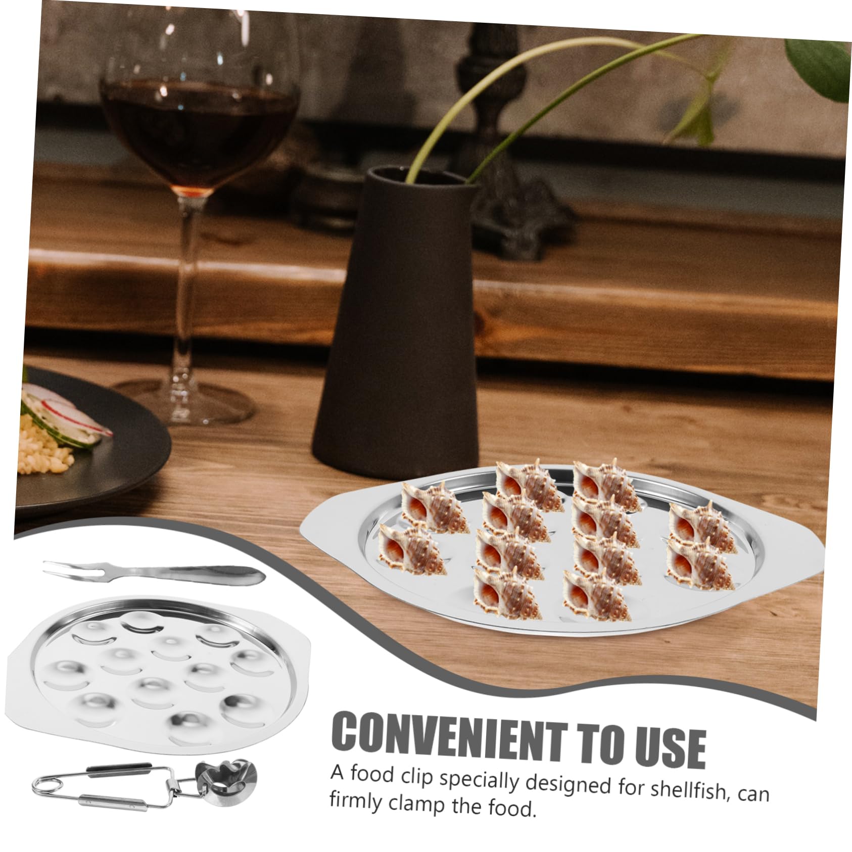 Homoyoyo Plato De Mariscos Acero Inoxidable 12 Compartimentos para Caracoles y Aperitivos Apto para Restaurante y Hogar Juego De 3 Piezas