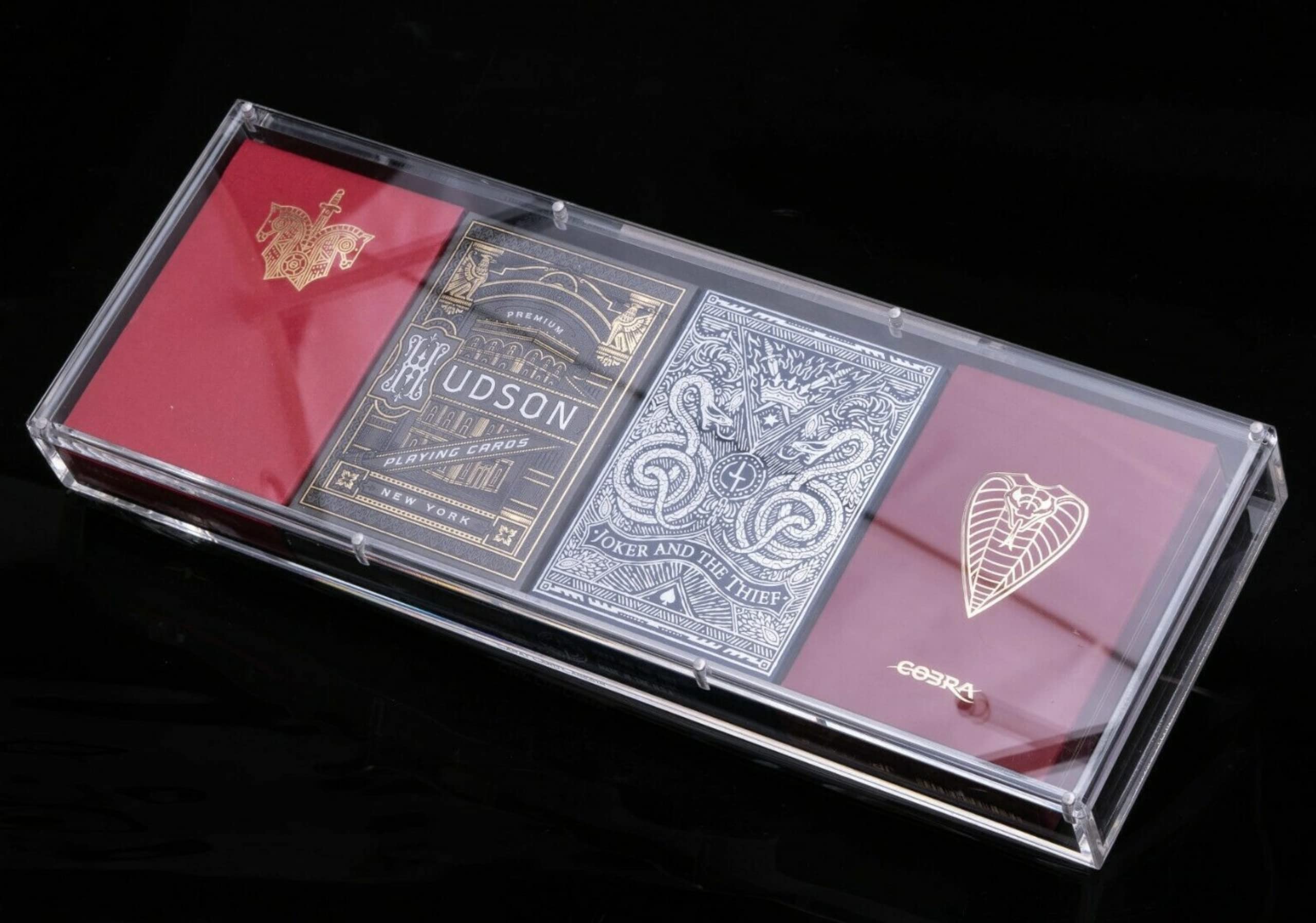 Jp Games Ltd Carat Card Cases - Acrylic Poker Deck Display Case (4 Deck Case) Quality Playing Card Storage