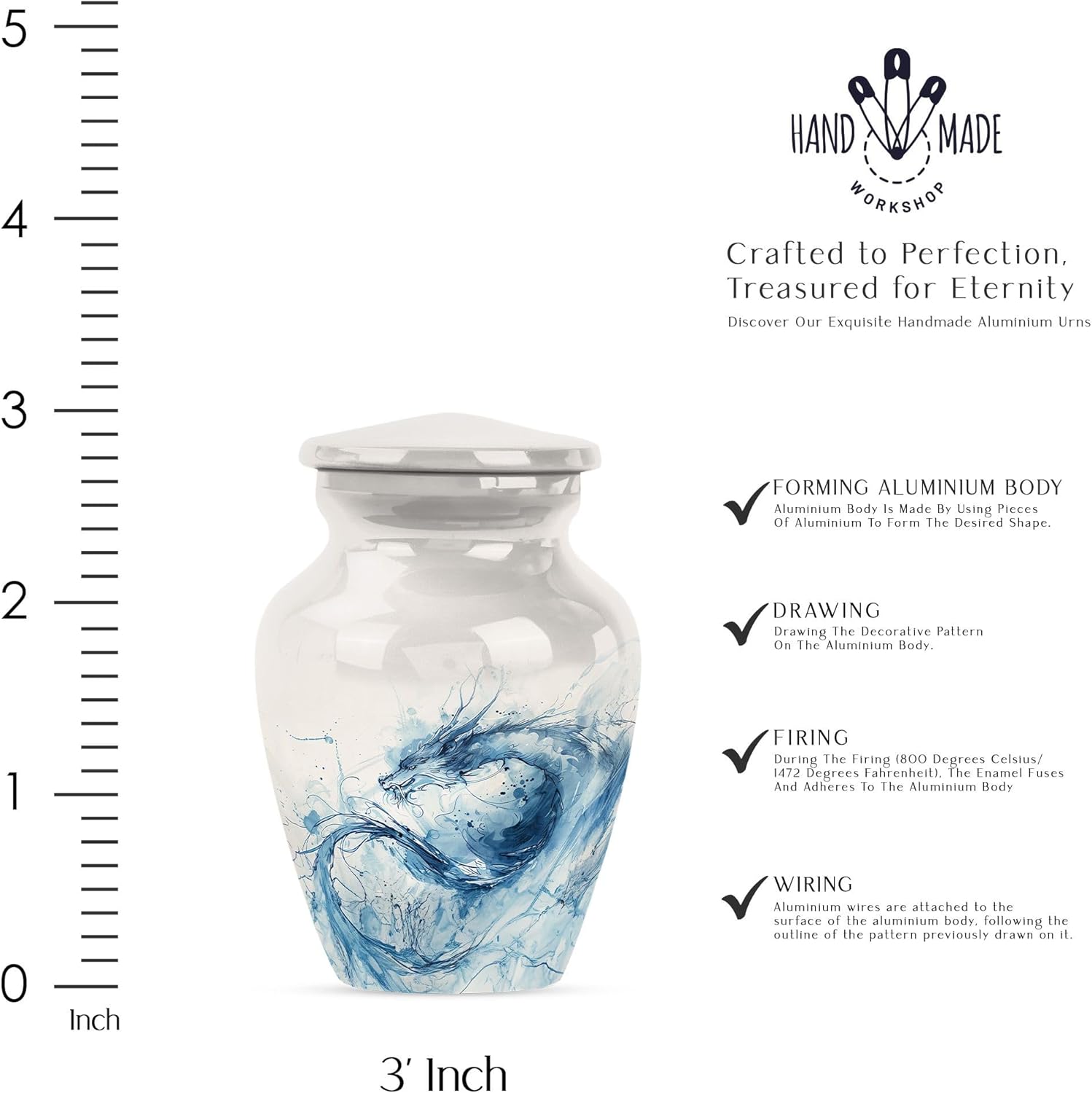 Dragon Urn, Small Urns - Mini Urns for Ashes - 3 Inch - Keepsake Urn for Male & Female - Adult Funeral Urn - Urn for Human Ashes - Memorial Urns for Grandparents - Pack of 1, Black