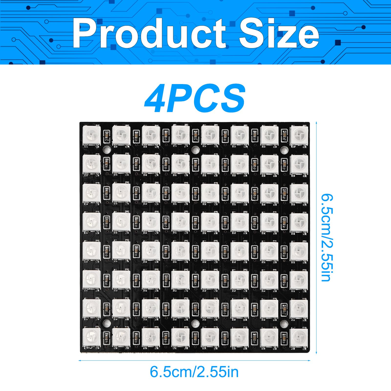 Joycabin 4 sztuki 64 bitów WS2812 panel matrycowy LED, 8 x 8 5050 LED, wbudowany sterownik, kolorowe światło, płyta rozwojowa kompatybilna z Arduino Raspberry Pi