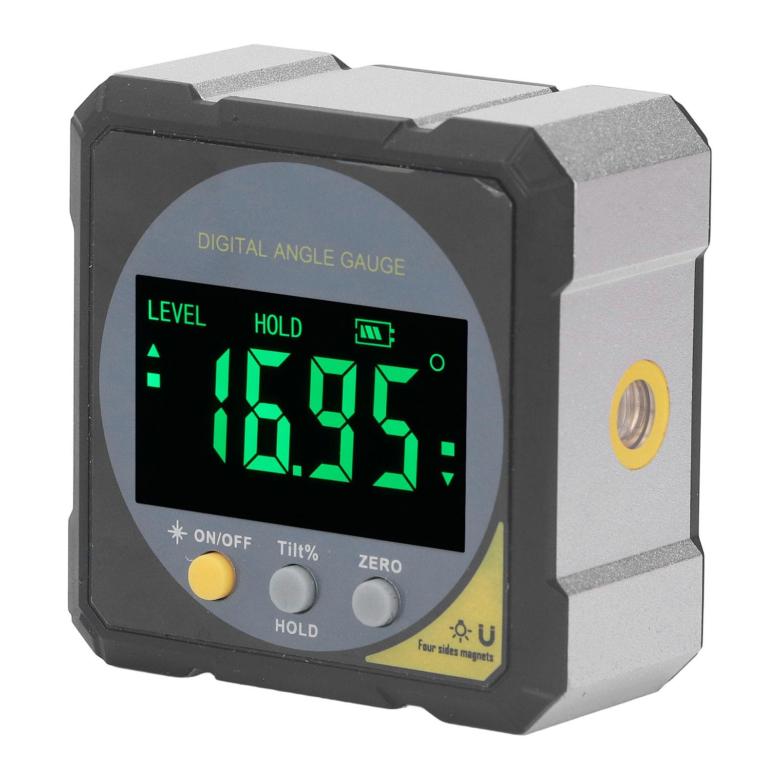 Finder angolare LCD nero retroilluminato IP54 Inclinometro per manometro ad angolo magnetico digitale impermeabile con misurazione 4x90 ° per ingegneria costruzione materiale ABS