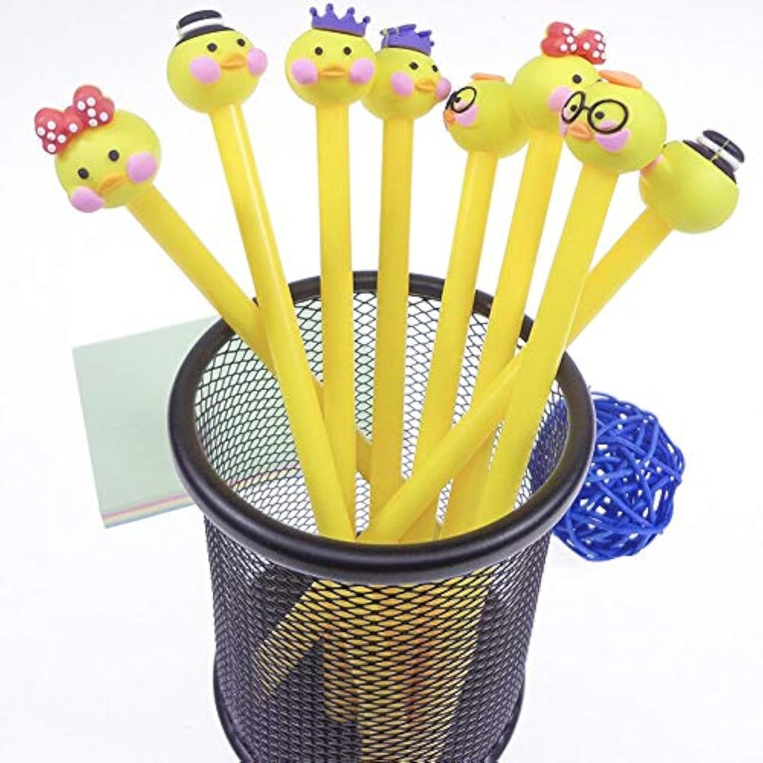 12 x Kreative Cat Expression Pen Gelschreiber Kawaii schwarz Schreib-Kugelschreiber 0,5 mm für Büro, Schule, Kinder, Zeichenstift Geschenke für Jungen und Mädchen, Studenten jeder Party gelb
