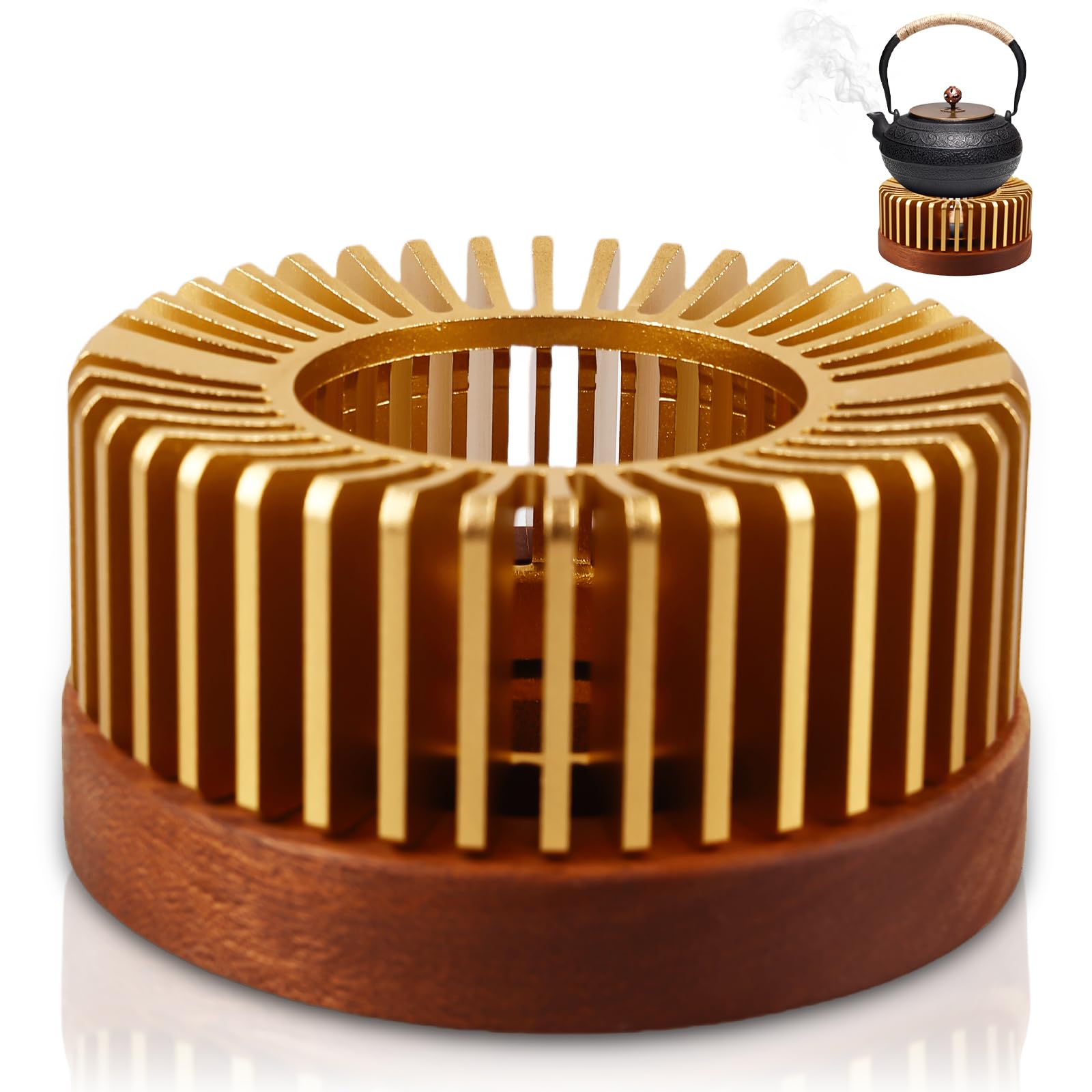 Teekannenwärmer Stövchen Aus Holz & Metall – Für Teelichter, Zum Warmhalten Von Tee, Kaffee & Milch, Auch Als Duftöllampe – Energiesparend & Optisch Schön