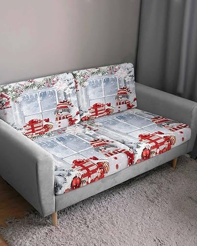 Miniatura 3 de Xmas Snowman Stretch Couch Sofa Cushion Covers, Sectional/Individual/L/T Shape Sofa Couch Slipcover Armchair Furniture Slip Cover Protector with