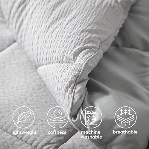 Miniatura 5 de KASENTEX Juego de edredón acolchado para todas las estaciones, tamaño Queen con 2 fundas de almohada, acogedor juego de ropa de cama de sirsaca