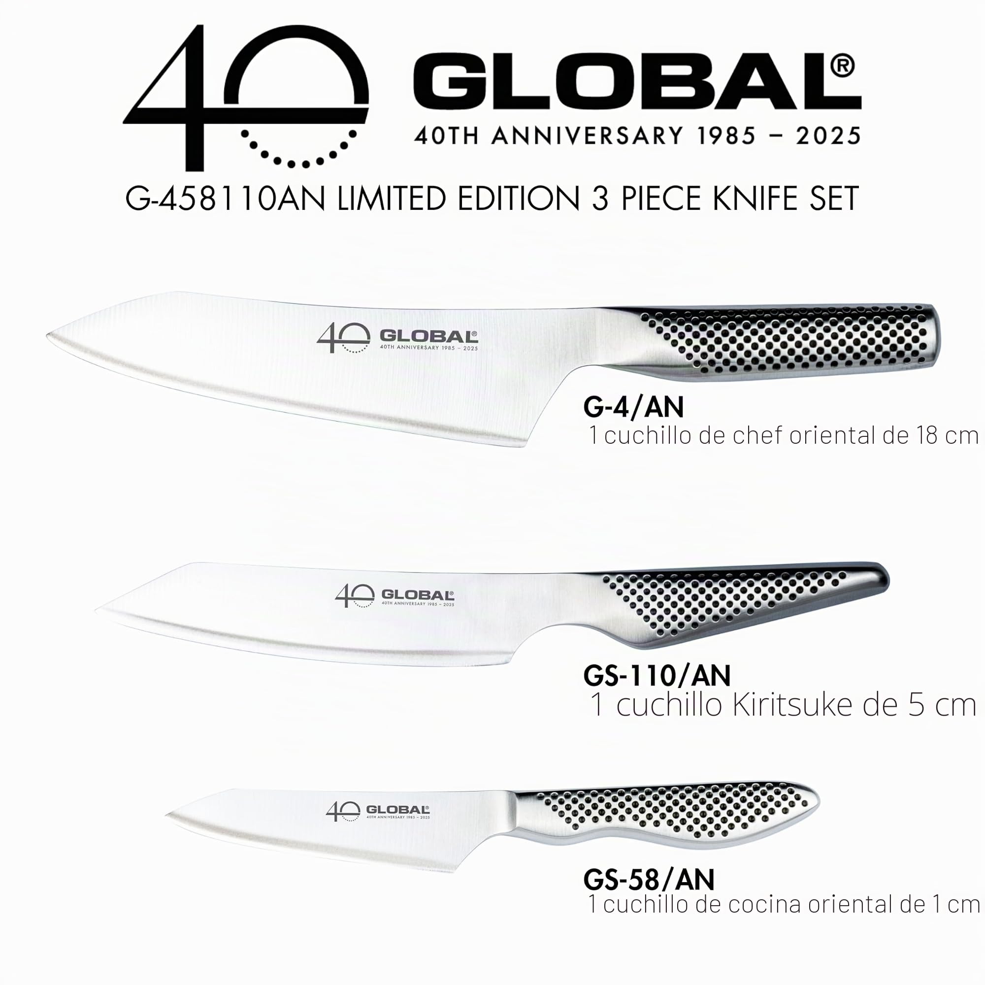 Cuchillos Global G-458110/AB Set Kiritsuke, cuchillo para verduras, cuchillo multiusos
