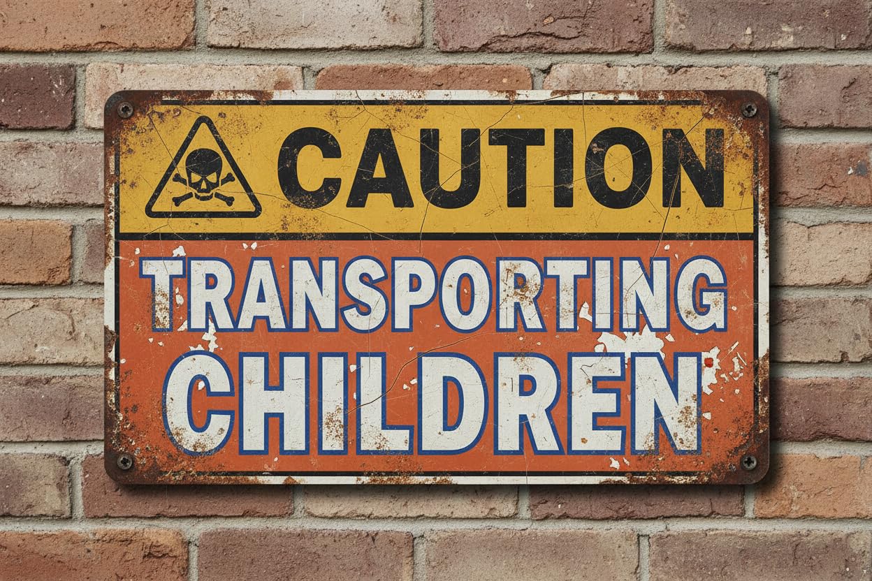 Wall Decor Caution Transporting Children Decal 8x12Inch Vintage Signs Aluminum Plates Printed