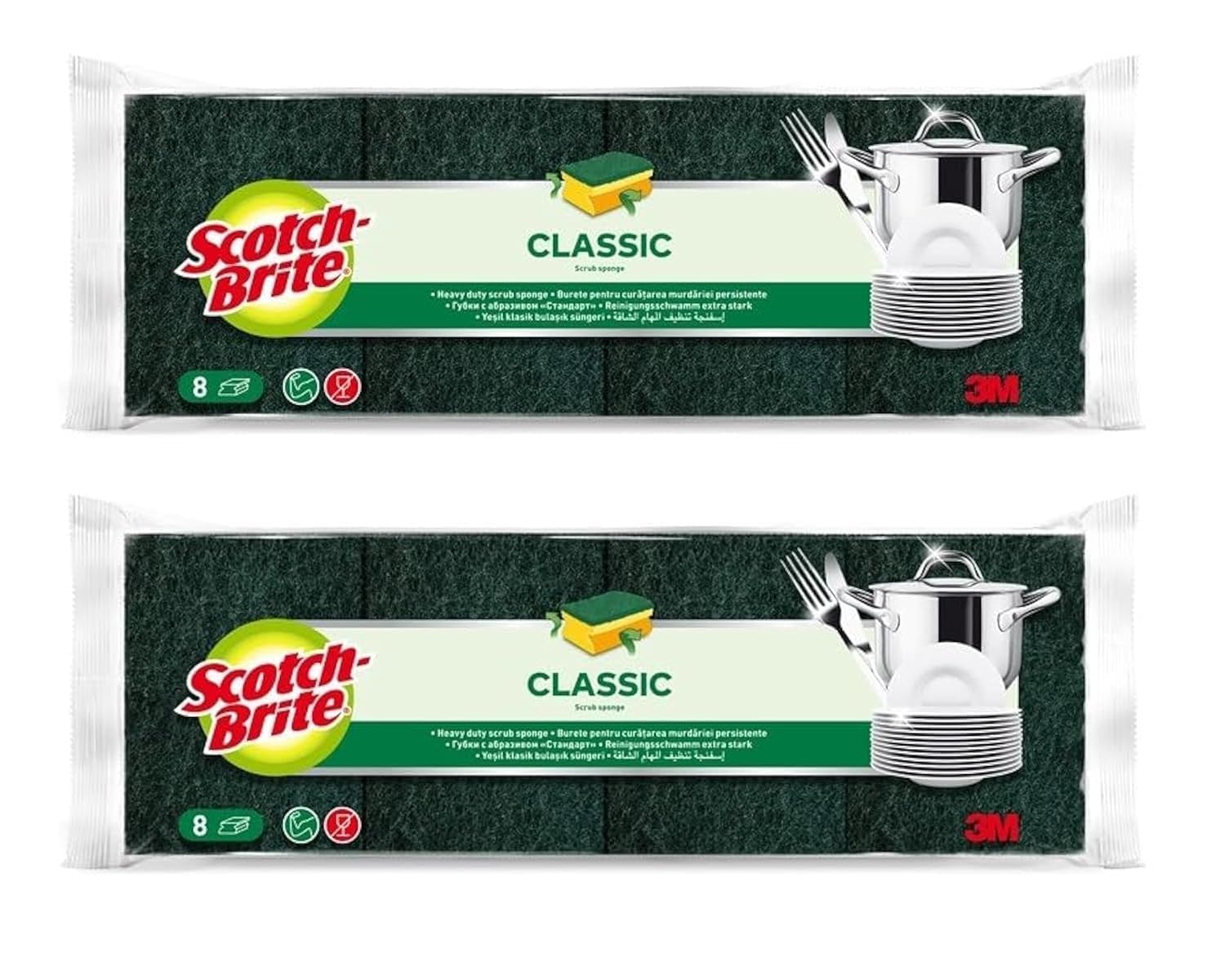 Heavy Duty Classic Nail Saver Scrub Sponge, 16 units (8x2)/pack | Kitchen sponge | Dish sponge | Scrub | General Purpose Cleaning | Food Safe | Non-Rusting | Kitchen, Garage, Outdoor