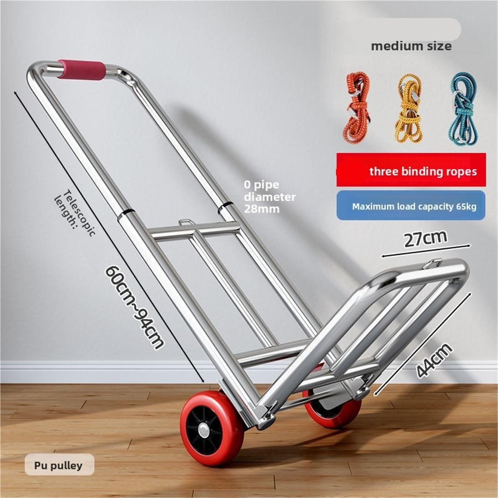 Carrello pieghevole a mano, capacità 75 kg, carrello portatile per la spesa per bagagli, generi alimentari e articoli per la casa, leggero, durevole e facile da usare