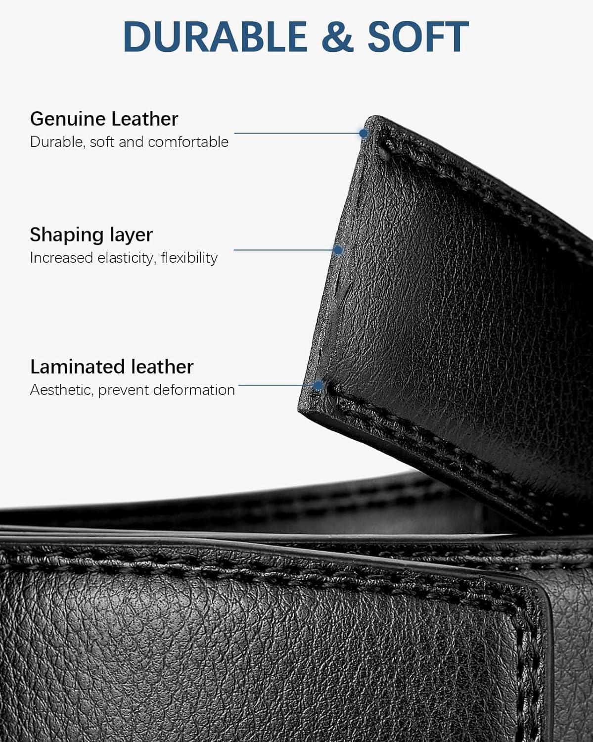 BOSTANTEN Cintura Uomo, Cintura in Pelle con Fibbia Automatica Cintura a Cricchetto Confezione Regalo