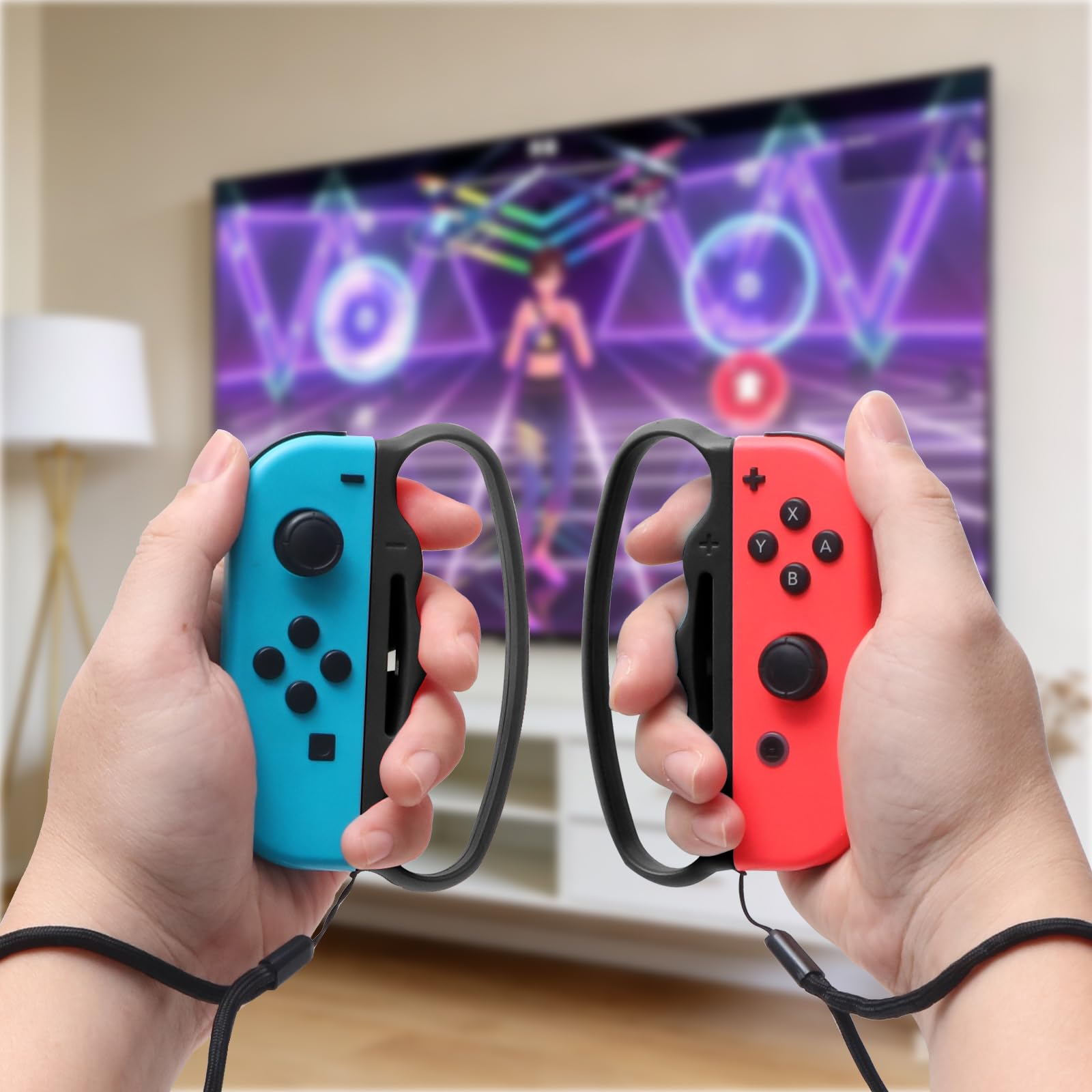 ECHZOVE Impugnatura per Switch Fitness Boxe, Maniglia per Nintendo Switch Boxing - 2 confezioni (nero)