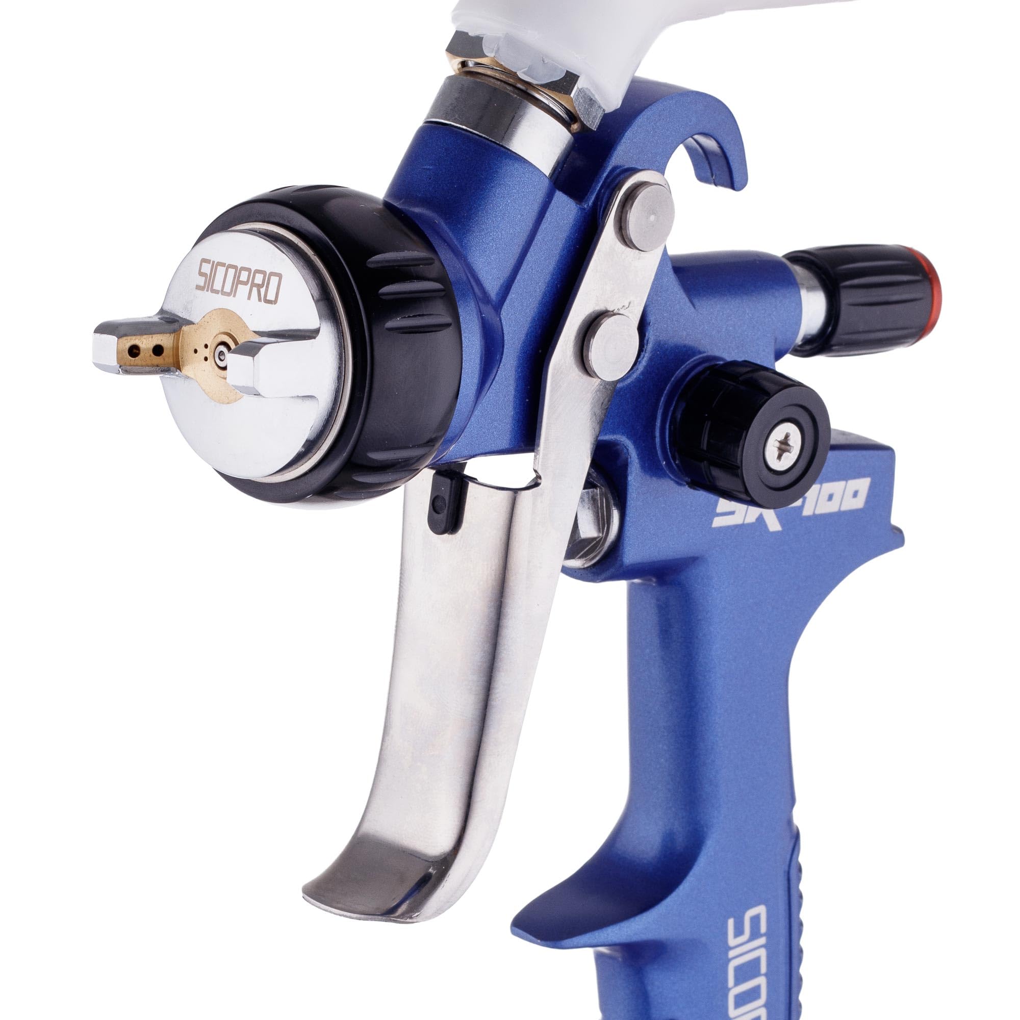 SicoPro - Pistolet Lakierniczy LVMP, Pneumatyczny, Pistolet Lakierniczy z dyszą 1,4mm - zbiornik 600 ml, z akcesoriami kluczem, szczotką, filtrem do zbiornika - zużycie lakieru 130–270 ml/min