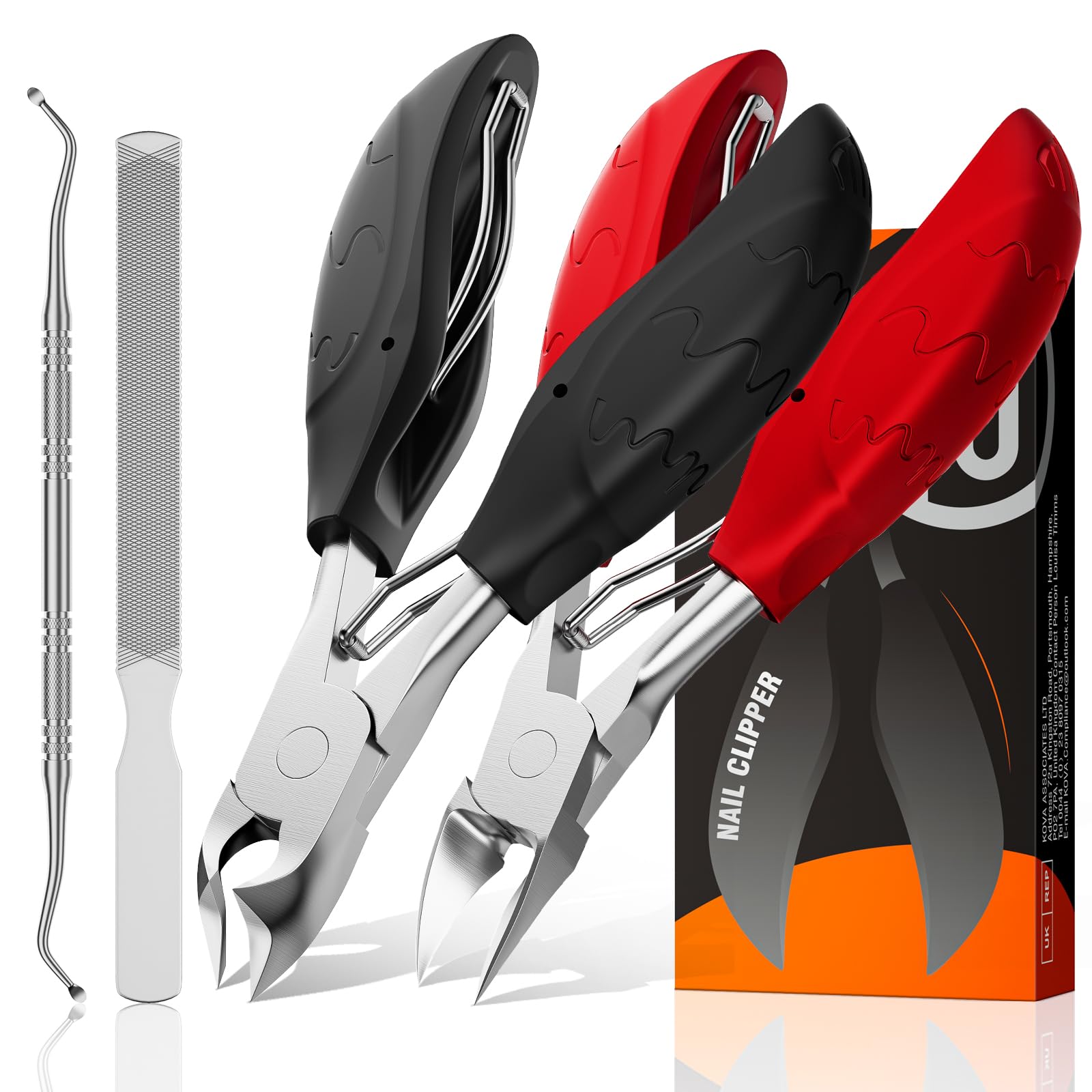 Cortauñas Set de dedos de los pies INXEN, Cortauñas Set SúPer Afiladas para uñas gruesas o encarnadas,4 PCS Alicates UñAs Pies De Acero Inoxidable Kit Manicura y Pedicura De Profesional Para Adulto