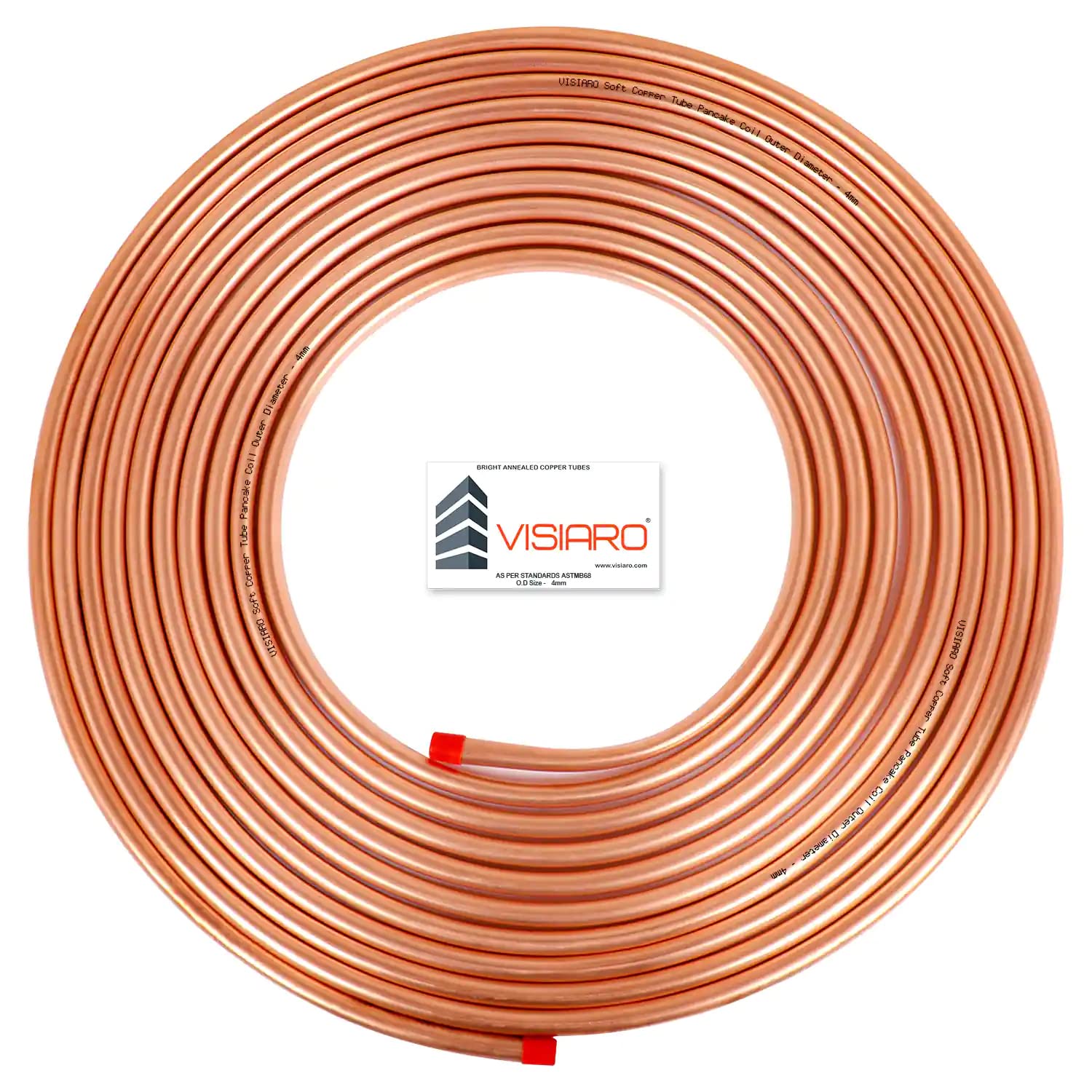 Round Soft Copper Tube, 15mtr, Outer Dia 4 mm, Wall Thickness 25 swg, Seamless Hollow Pipe Coil for Air Conditioning, Refrigeration, Plumbing Systems and DIY Projects