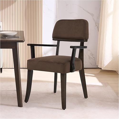 Sillas de comedor de terciopelo con brazos, silla de comedor tapizada de madera con respaldo abierto, sillas de comedor modernas para cocina,