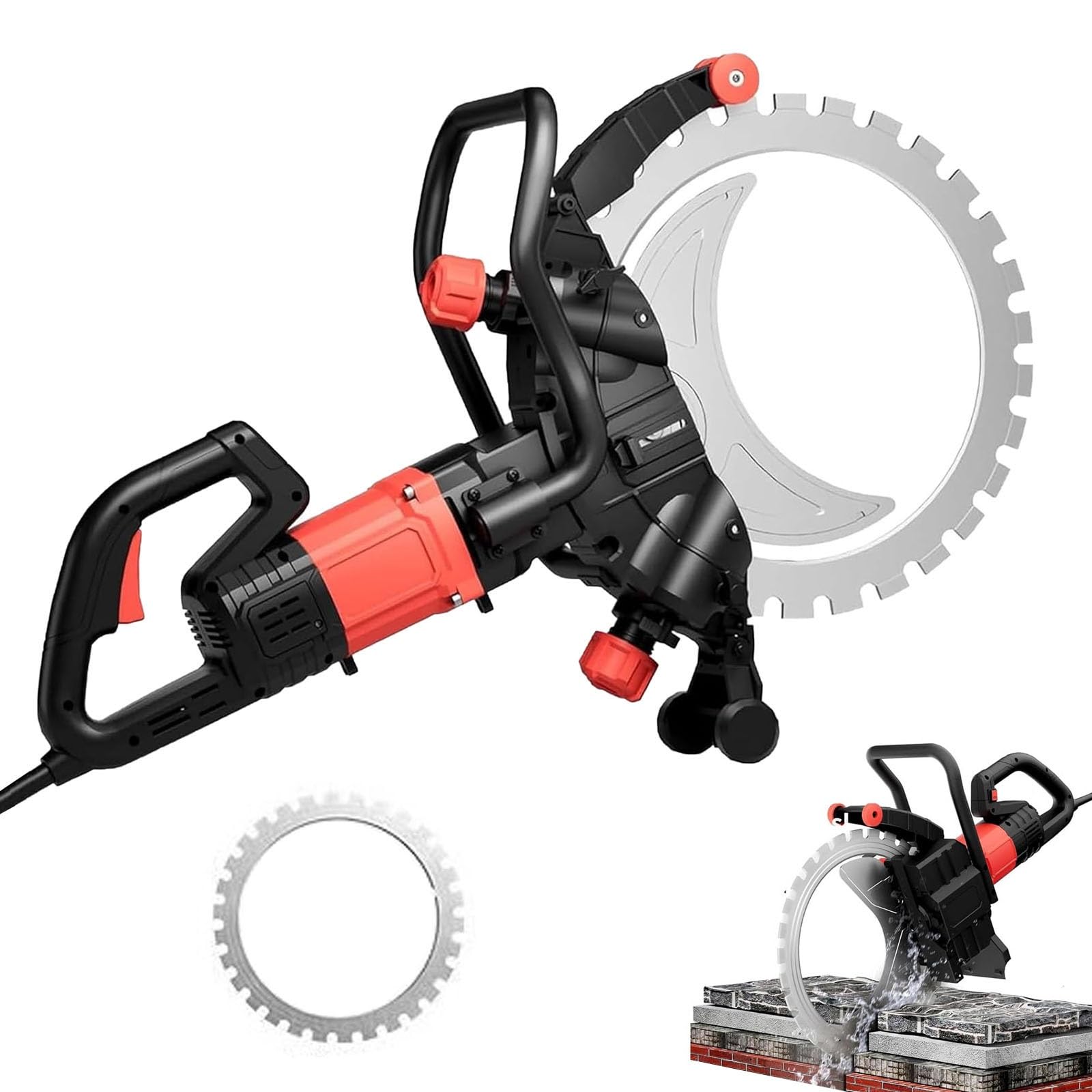 Ring Power Cutter– Max Cutting Depth 30cm, Dust-Free Water Cutting, Automatic Water Supply, 3000r/min, 9980W Ring Cutter Wall Chaser for Rebar, Brick & Granite