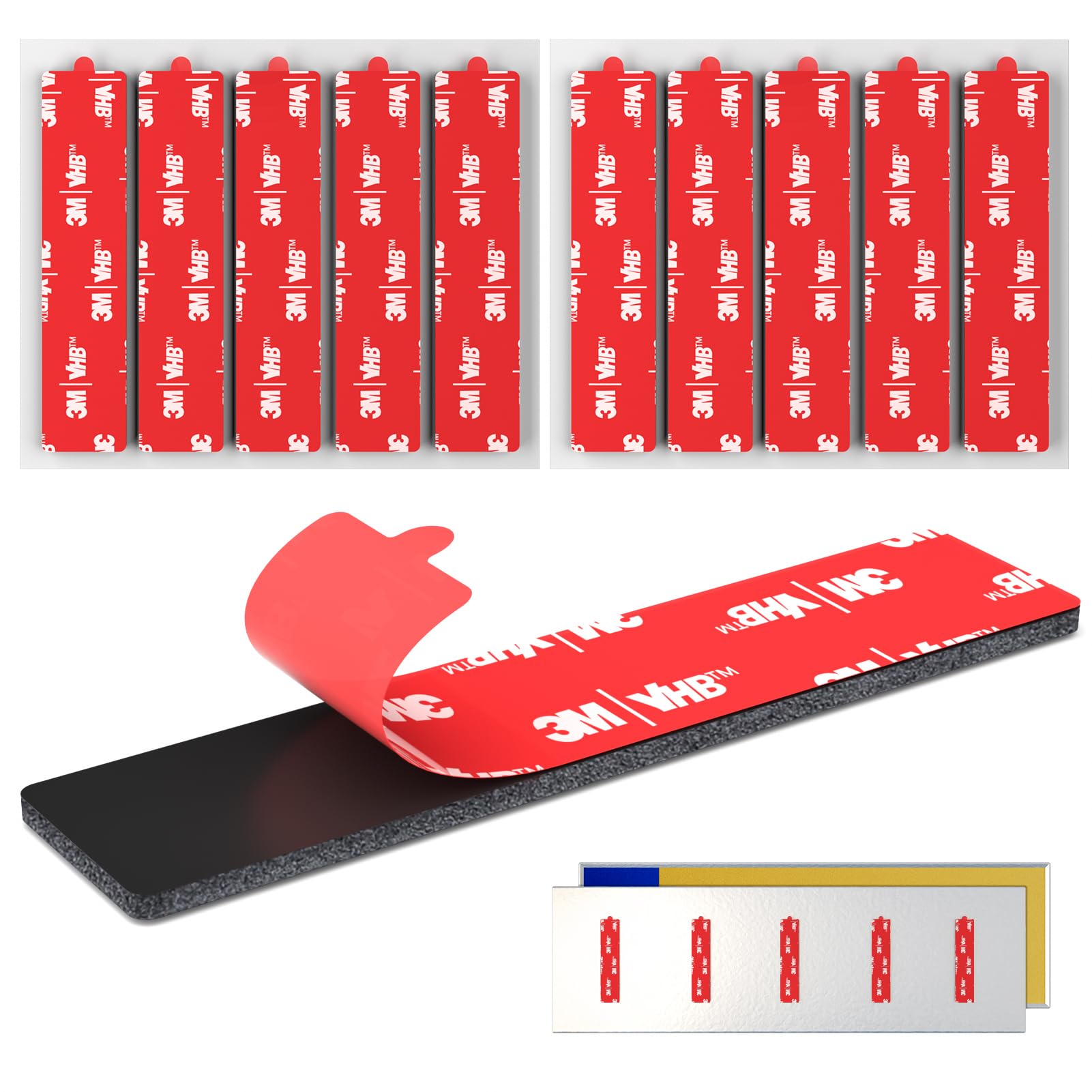 Doppelseitiges Klebepads Extra Stark, 10 x Nummernschild Klebeband aus Schaumstoff, Montagepads Doppelseitig, Selbstklebendes Kfz-Kennzeichen Klebepads für Fahrzeugkennzeichen, Nummernschilder