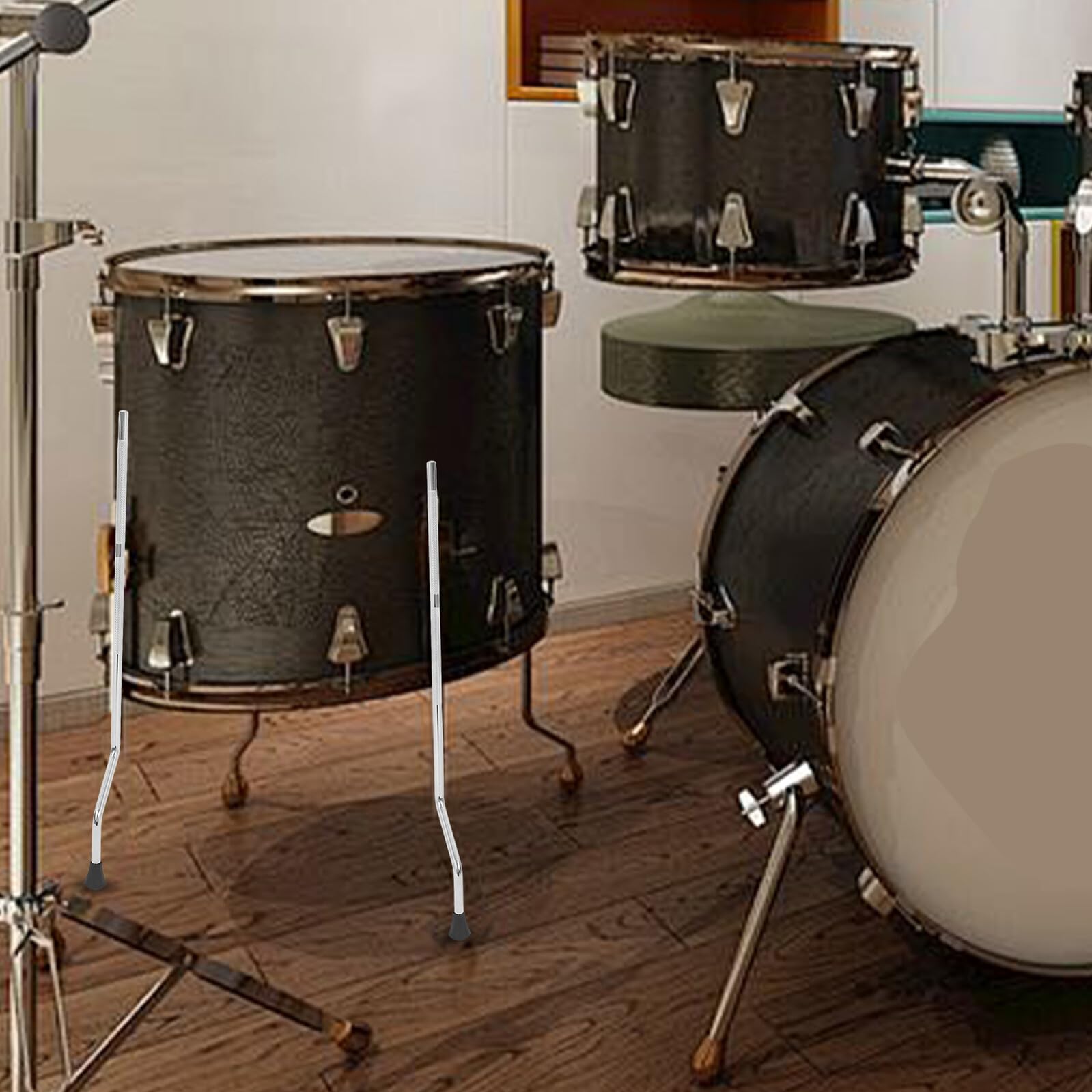 BESTonZON 3 pièces Support de Jambe de Batterie Métal Pied de Tom Stable et Antidérapant pour Kit de Percussion Remplaçant