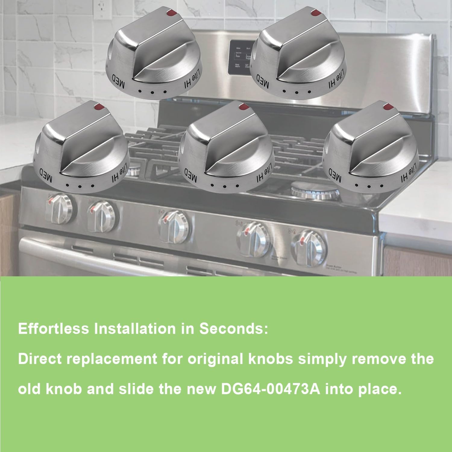 DG64-00473A Upgraded Stove Knobs Replacement Compatible with Samsung Stove knobs,Range Oven Gas Stove Knob NX58F5700WS NX58H5600SS NX58H5650WS NX58J7750SS NX58M6850SS （5pcs）
