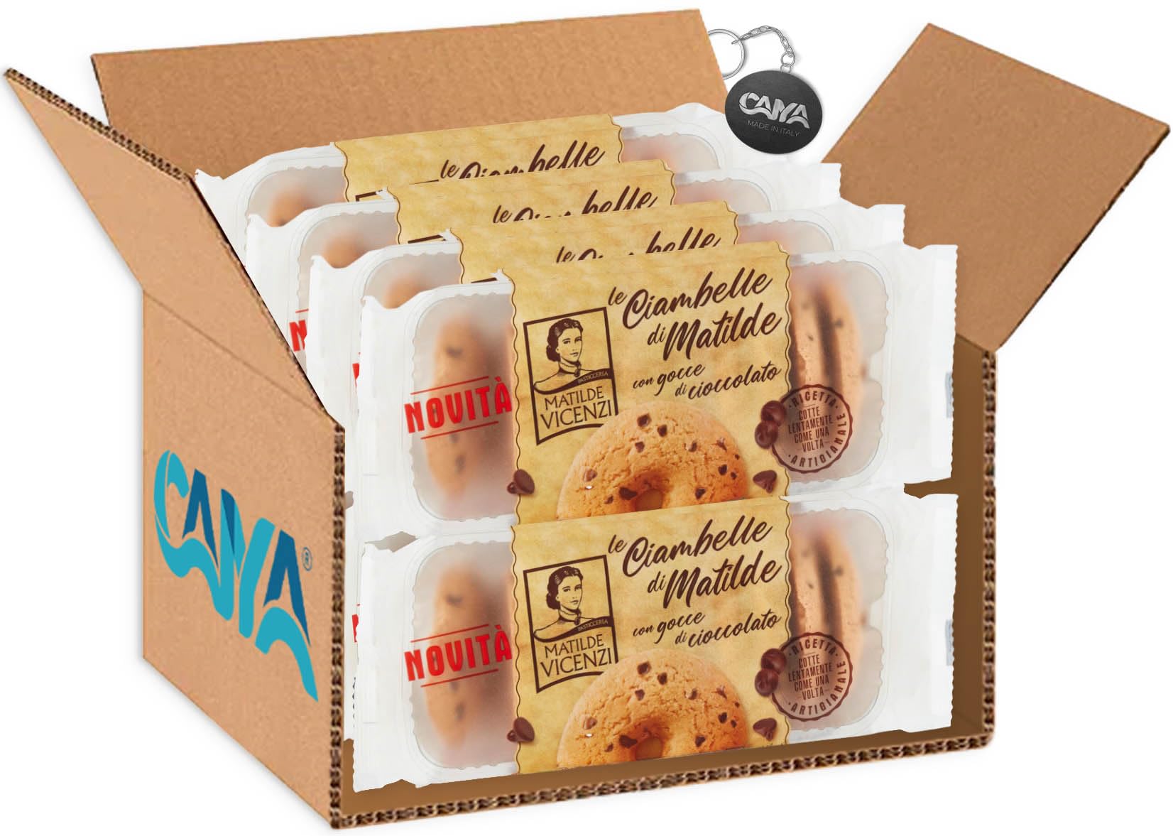Matilde Vincenzi le Ciambelle di Matilde Ciambelle con Gocce di Cioccolato 200g [CAIYA® BOX da 8 Confezioni]