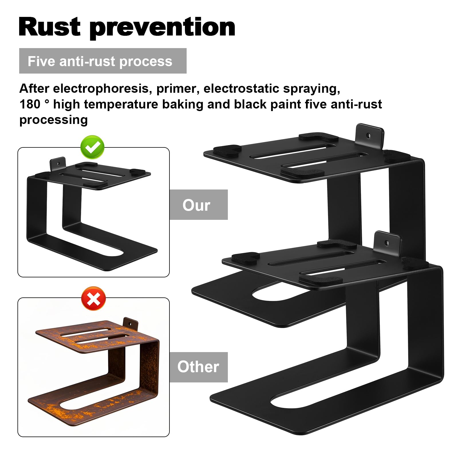 2 Supports de Haut-Parleurs de Bureau, Support de Moniteur de Studio Professionnel Anti-Vibration, Capacité de Charge 20kg par Supports d'Enceintes de Bureau Pieds Enceintes, Inclinée 5°（B）