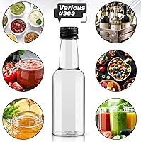 Vista 7 de Tessco 100 Piezas Botellas Pequeñas de Licor de Plástico Mini Botella de Aderezo para Ensalada Navidad Pequeños Chupitos de Alcohol con Tapa Vino