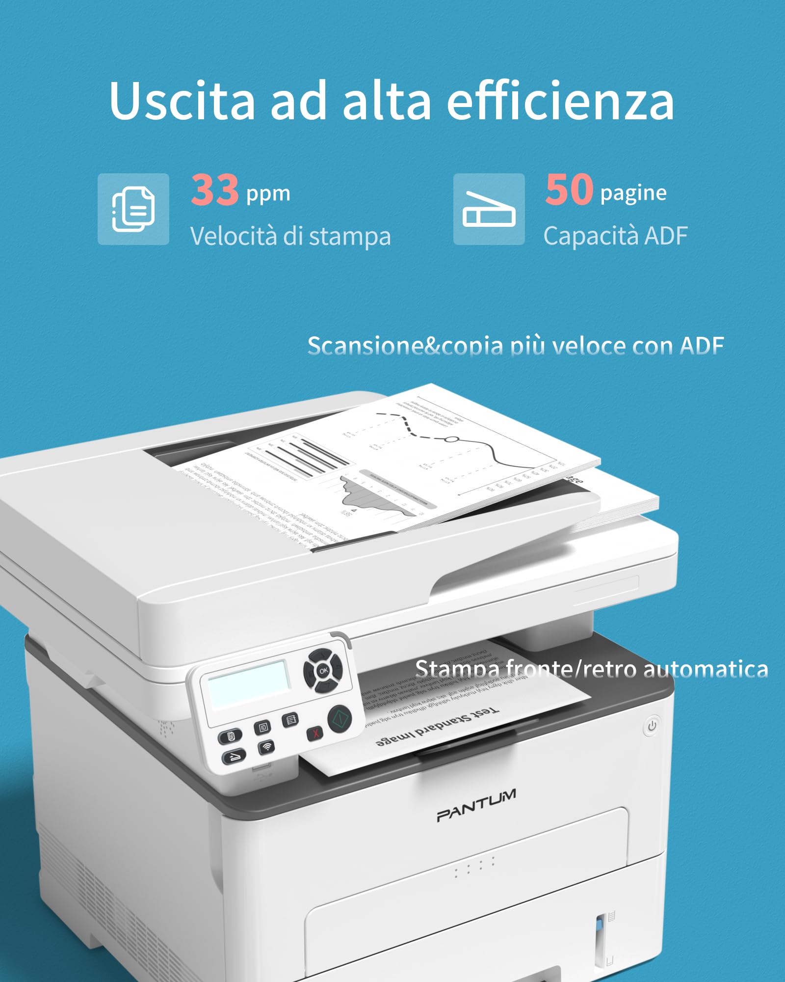 PANTUM M7108DW Stampante Laser Multifunzione 3in1 Bianco e Nero Wireless Stampa fronte/retro Automatica 33ppm WiFi