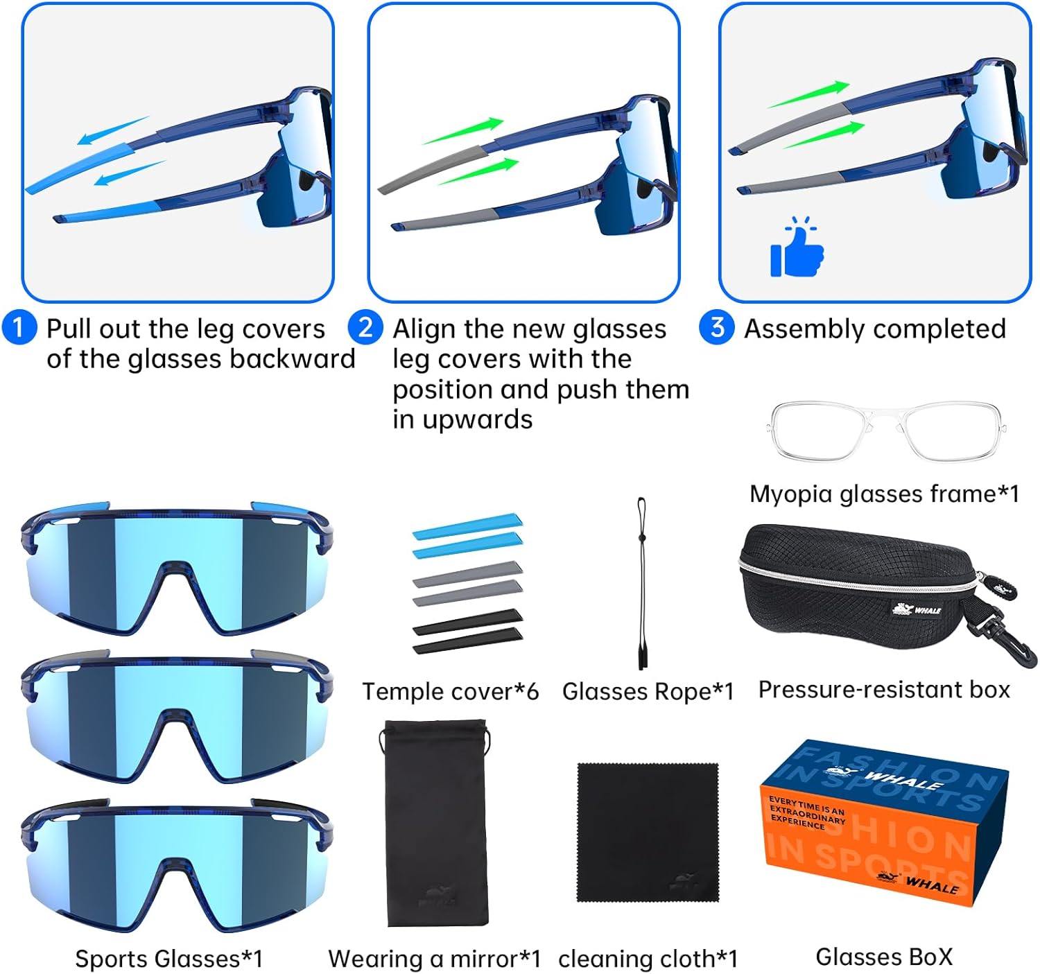 Whale Polarised Sports Sunglasses with UV400 Protection - Unisex Suitable for running, cycling, driving, fishing and baseball - Image 8