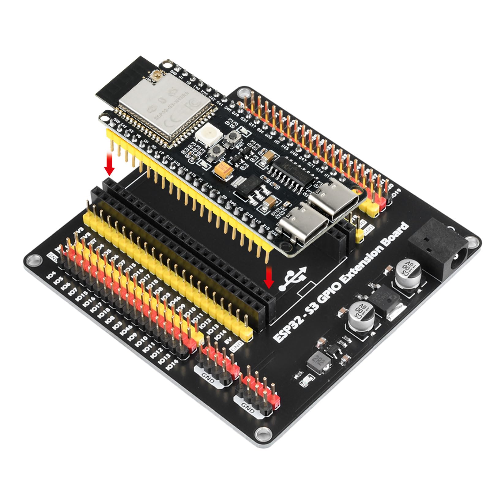 diymore für ESP32-S3 DevKitC-1 N16R8 Modul, Expansionsbehörde für Entwicklungsbehörden für ESP32 S3 1-N16R8 Entwicklungsboard mit WiFi, Bluetooth 5.0,USB C Anschließbare Antenne