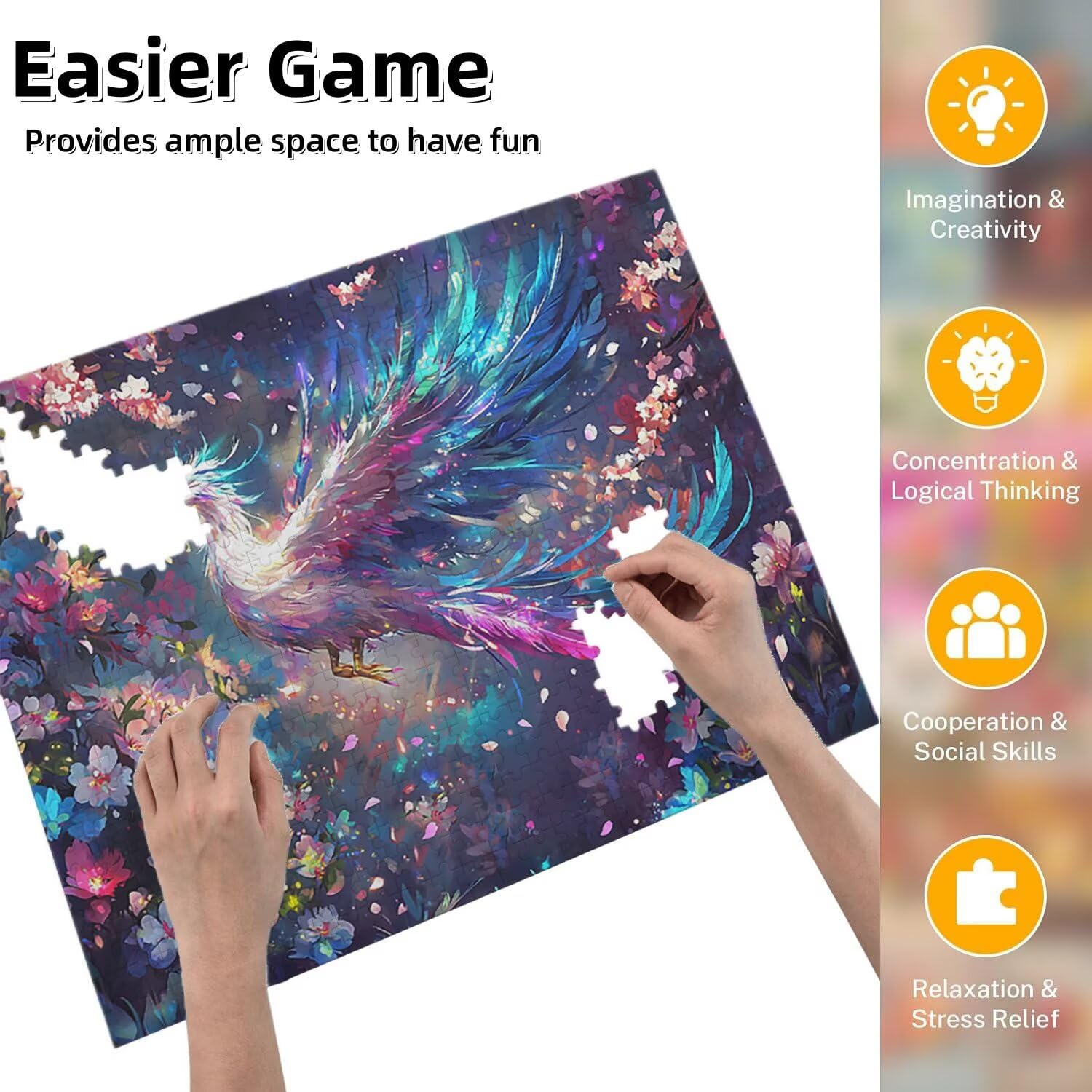 Jigsaw Puzzle, 1000 Pezzi Puzzle Classici, Fiori Puzzle Rilassamento Intelligence, Mpossibile Difficile Puzzle Impegnativo per Adulti Puzzle Gioco Familiare, Regalo per Amore Amico Phoenix fr0-1219
