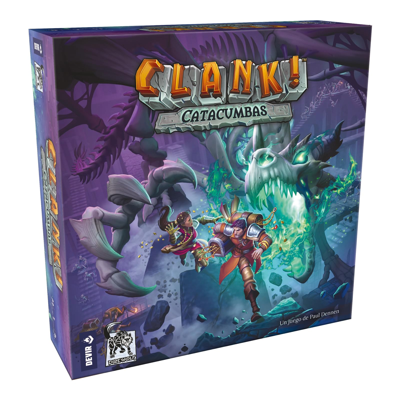 Devir - Clank! Catacumbas – Juego de Mesa de Aventuras y fantasía, construcción de mazos, exploración de mazmorra, 1-4 Jugadores, +13 años (BGCLACASP)