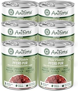 AniForte Barf Wet Horse Pure Dog Food, 6 x 400 g - Pure Meat, Barff Meat for Dogs, Bar Food, Wet Food Grain-Free & No Additives, Wet Dog Food Canned Food product image