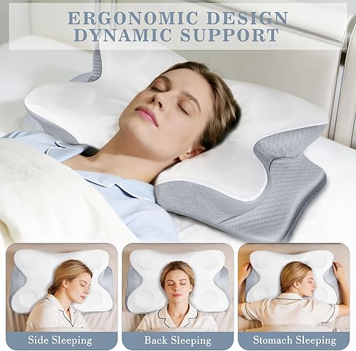 Miniatura 3 de CCidea Almohadas cervicales para el cuello para dormir y aliviar el dolor, espuma viscoelástica de contorno ergonómico para personas que duermen de