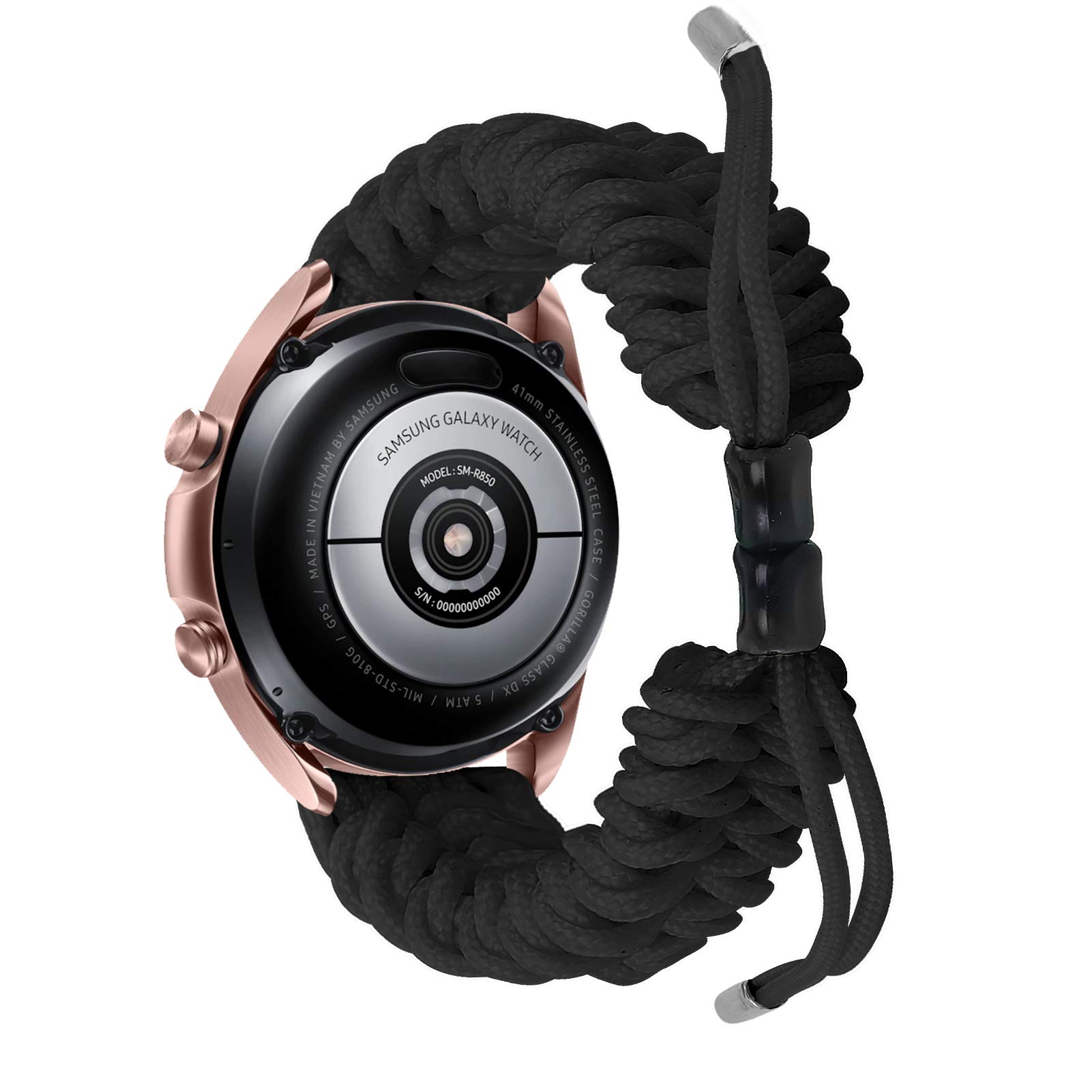 Compatible with Michael Kors Access Gen 4 MKGO 20MM Band Replacement Woven Nylon Friendship Rope Adjustable Survival Weave Watch Straps Bracelet for Michael Kors Access Gen4 MKGO (Black)