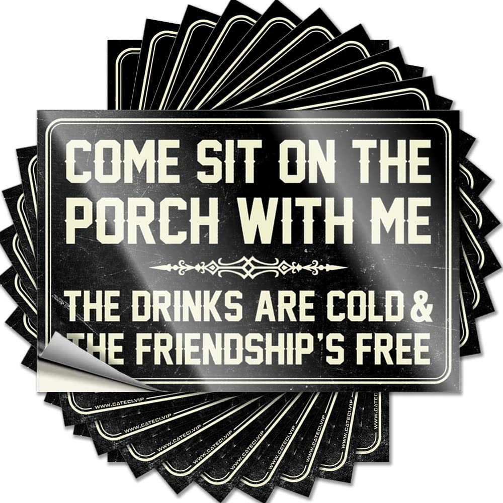 Winter Tattoo Aesthetic Decals, Stuff for Room Cute Pattern Design for Exterior Notebook | Bumper Removable Vinyl Come Sit On The Porch with Me The Drinks are Cold and The(12X18CM)