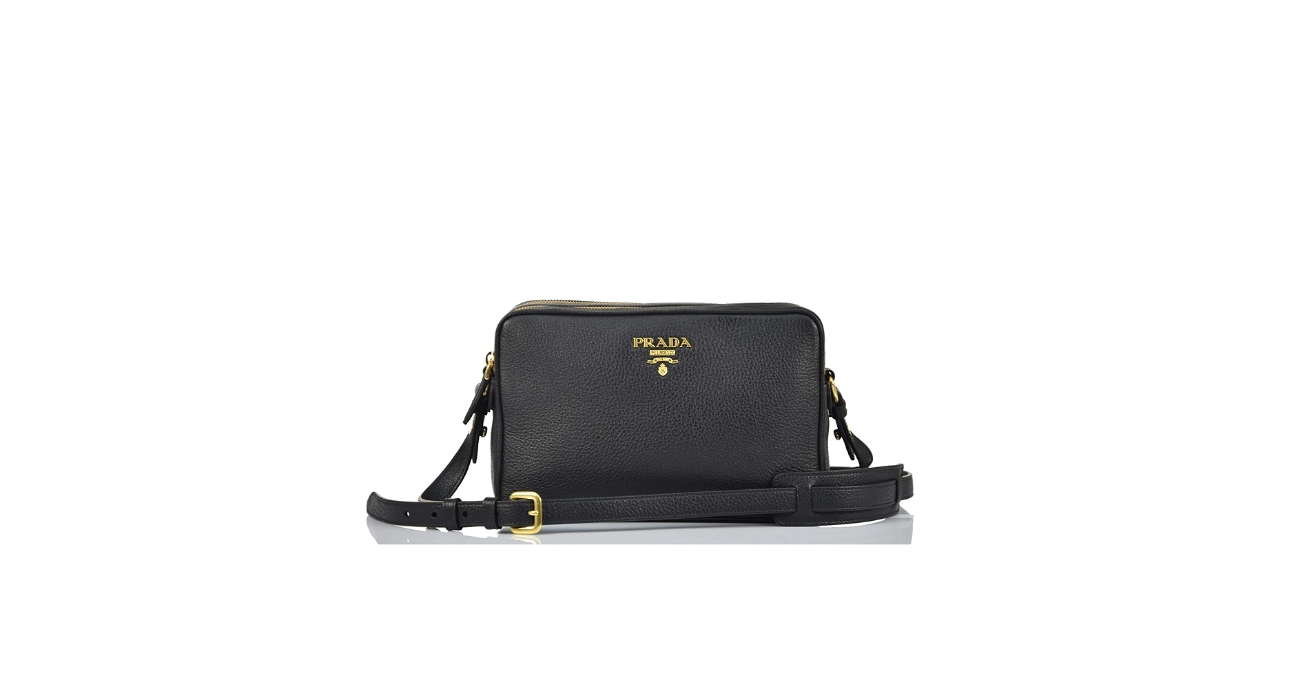 Prada Women's Black Bandoliera Vitello Phenix Leather