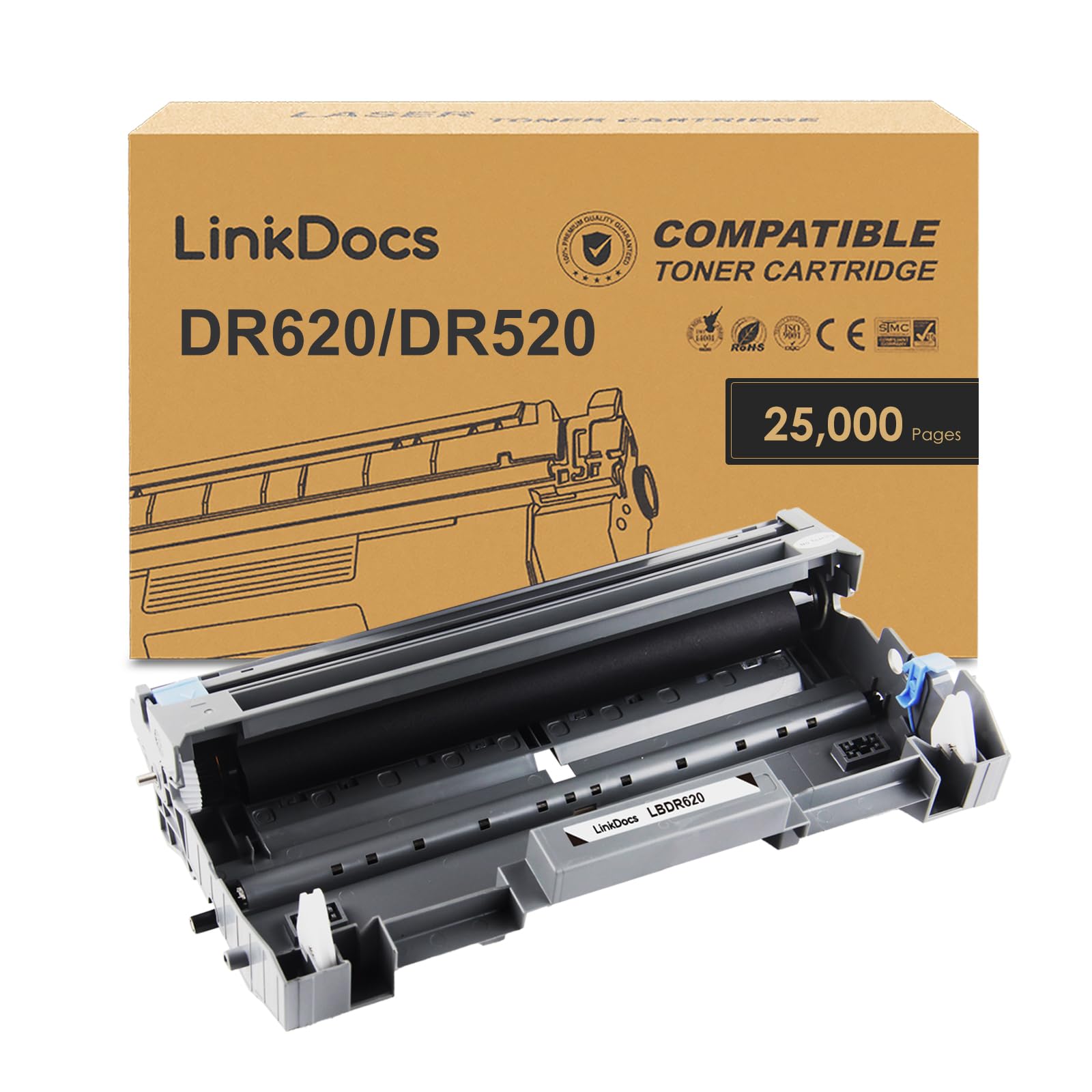 LinkDocs DR520 DR620 Drum Unit Replacement for Brother DR-520 DR-620 Work for Brother DCP-8060 8065 8080 8085 HL-5240 5250 5270 5280 5340 5350 5370