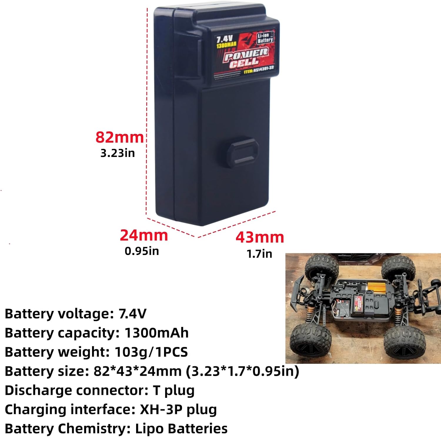 Fytoo 2PCS 7.4V 1300mah 2S Lipo Battery for HS14331 HS14322 HS14312 HS14412 RC Car Battery RC 1/14 Fast RC Car Buggy Spare Parts
