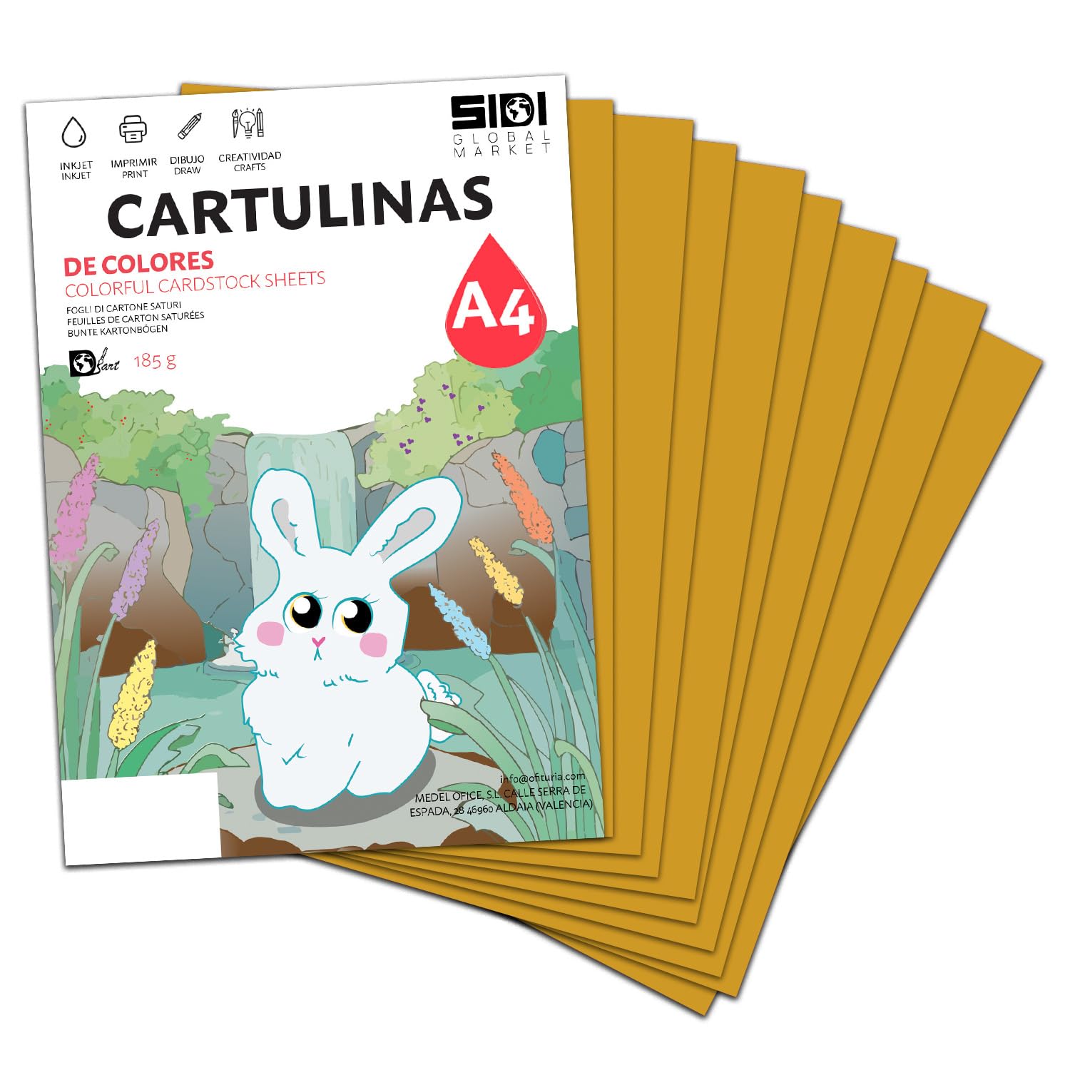 Cartulina A3 Fluor 185 g Cartulina Fluorescente de Colores Neon para Manualidades, Scrapbooking, Impresora Inkjet y Láser, Pack Variado Alta Visibilidad – SIDI (fluor, 25h) — view 48