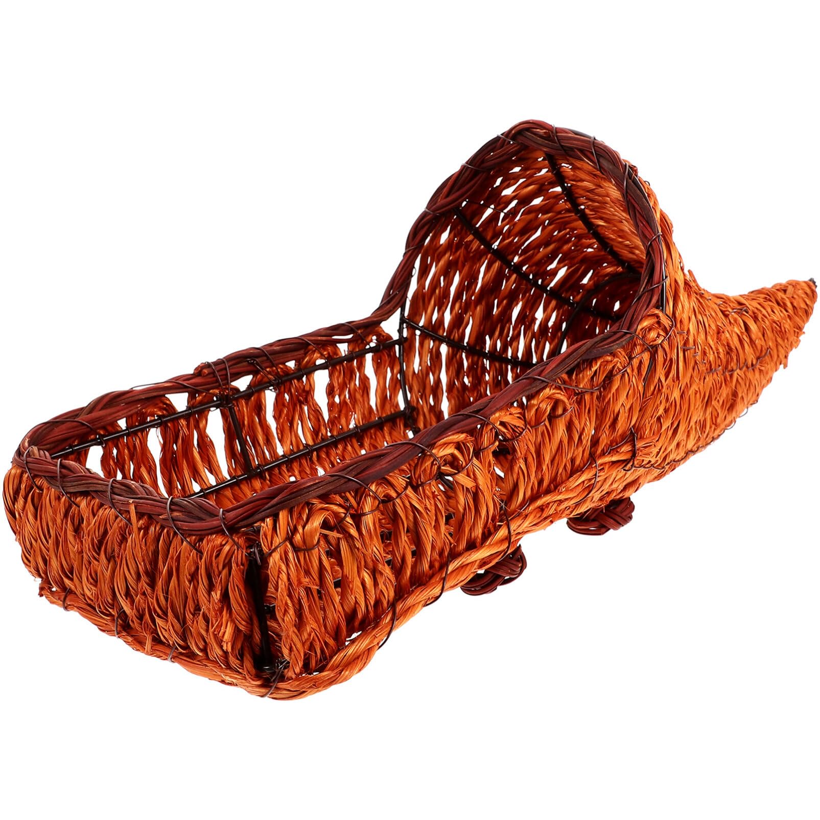 UPKOCH Thanksgiving Cornucopia Basket Wicker Horn Basket Harvest Fall Basket Decorations Horn of Plenty Grapevine Basket Wicker Bread Basket Fruit Bowl Food Serving Tray