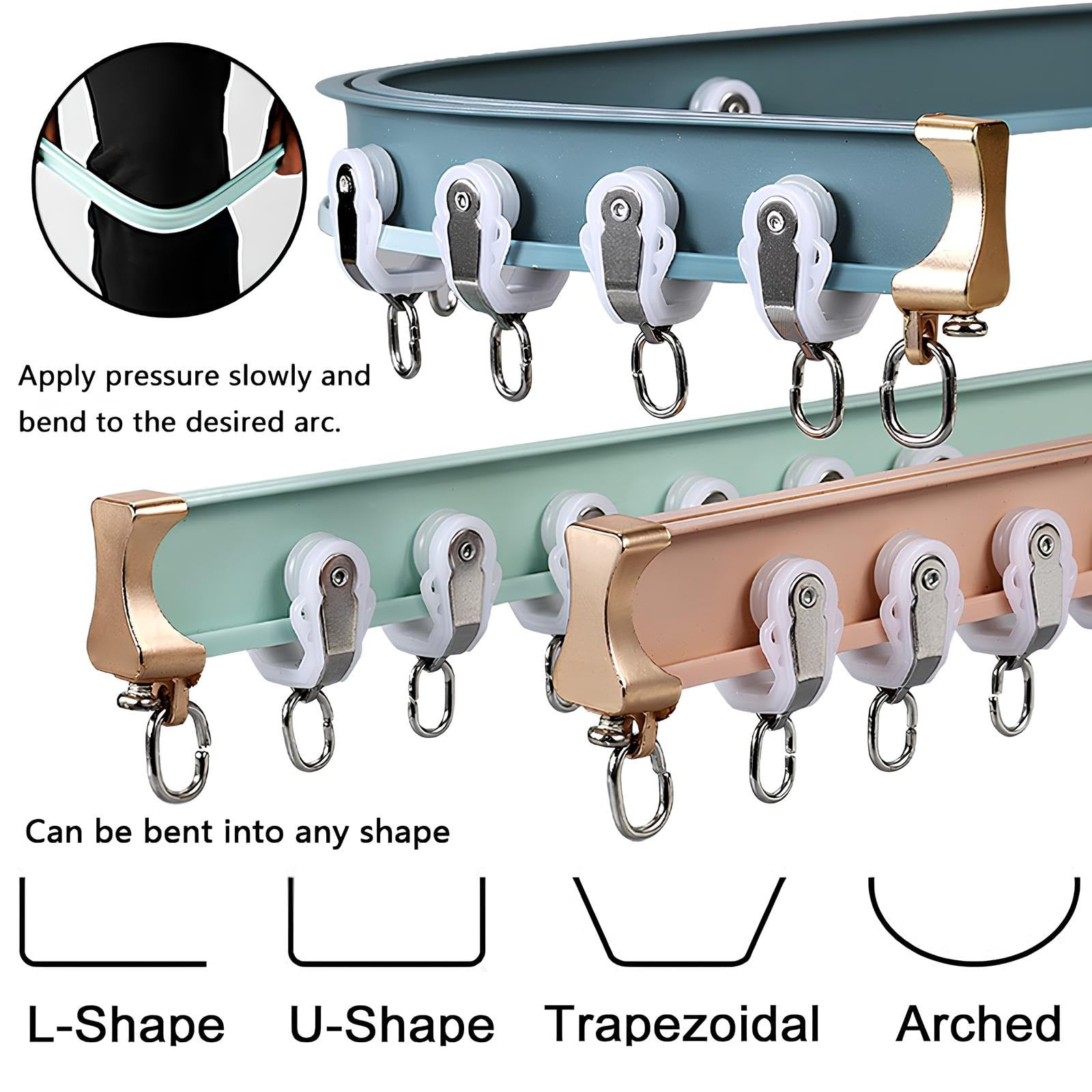 Sistema di binari per tende flessibili – Biegbares Aluminium Gardinenschiene für Erkerfenster und Vorhänge 4m Schwarz – Ideal für Wohnzimmer und Schlafzimmer.