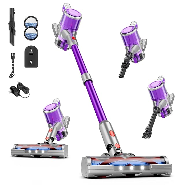 Cordless Vacuum Cleaner 8 in 1 40Kpa 55Mins Lightweight Vacuum Cleaners for Home Stick Vacuum with Anti-Tangle Brush