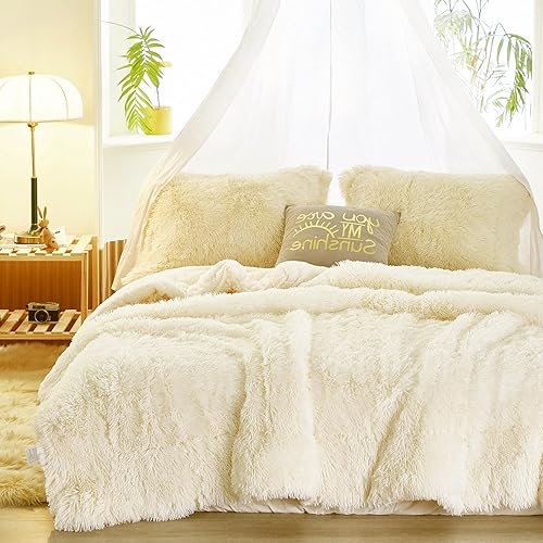 Miniatura 3 de Juego de edredón de lujo de pelo sintético lanudo tamaño matrimonialqueen, edredón reversible de felpa y sherpa, color gris, juego de ropa de cama