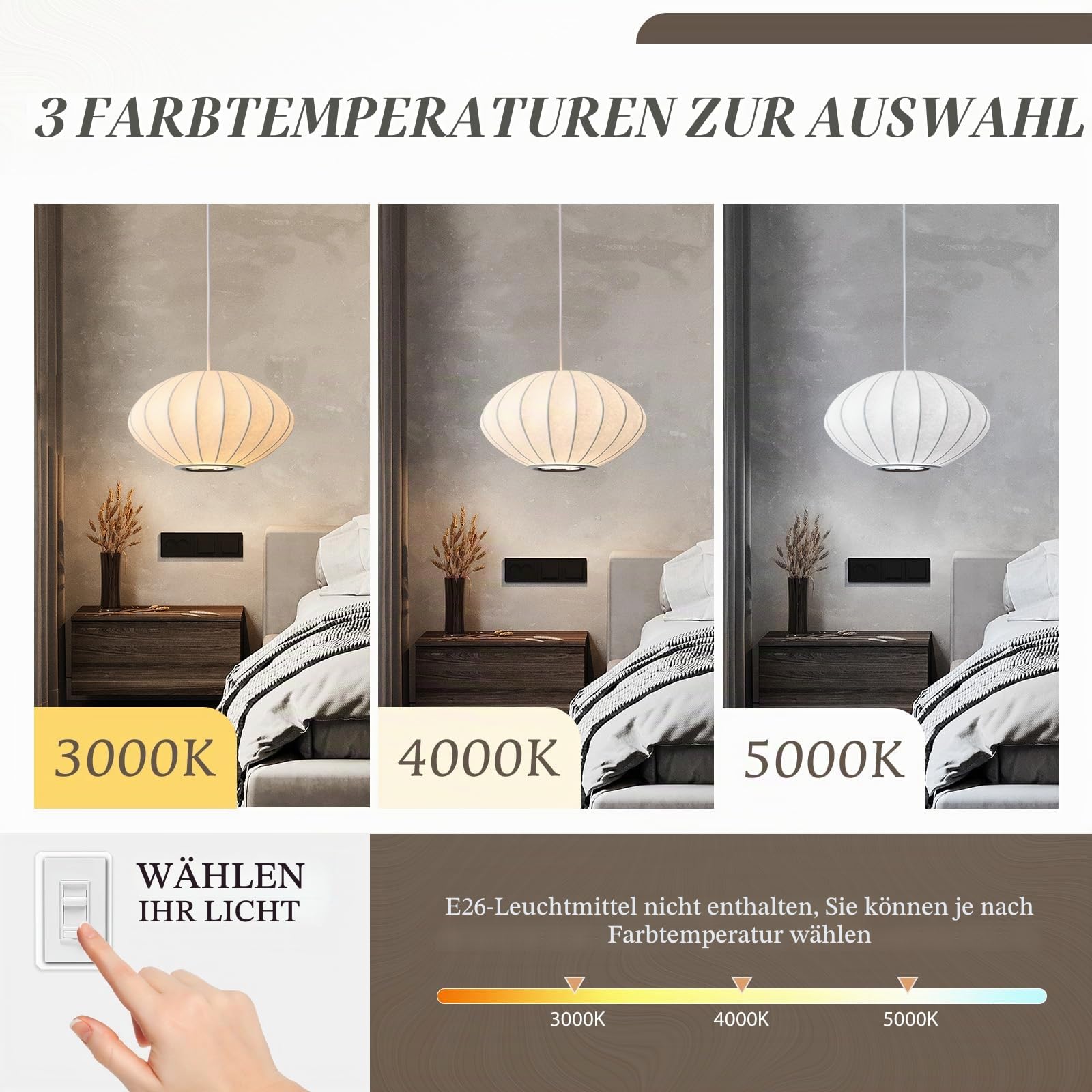 Lampenschirm hängelampe,40cm Wabi Sabi Boho Pendelleuchte | Weiße Imitation Seide lampenschirm,Laterne japandi lampe,Für Wohnzimmer Esszimmer Schlafzimmer Und Flur