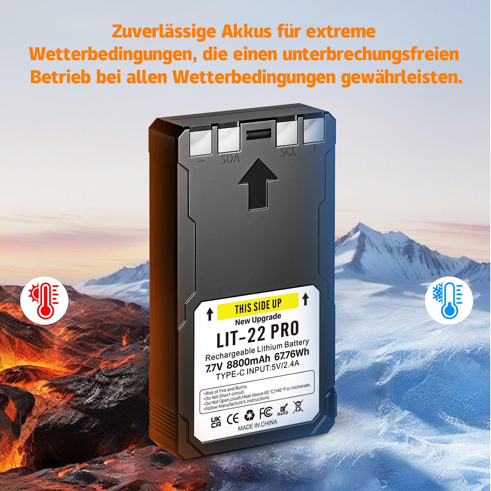 2-Pack 8800 mAh 7,7 V Upgrade LIT-22 Akku Wiederaufladbarer Lithium-Akku für Spypoint Wildkamera, kompatibel mit Flex-M, F lex-S, Flex-G36, Flex-Plus Mobilfunk-Wildkameras with Type-C Charging Cable